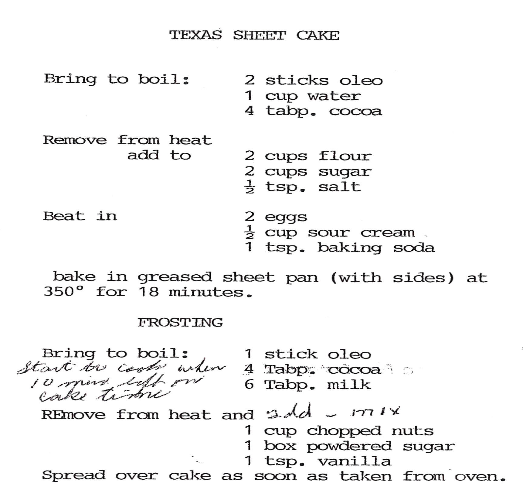 Texas Sheet Cake Image